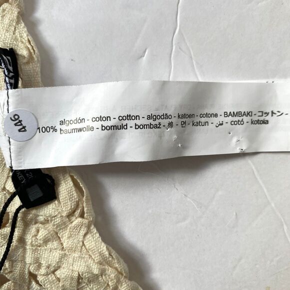Zara Halter Top Women Size Medium Cream Floral Crochet 100% Cotton Ties NWT - Picture 15 of 15